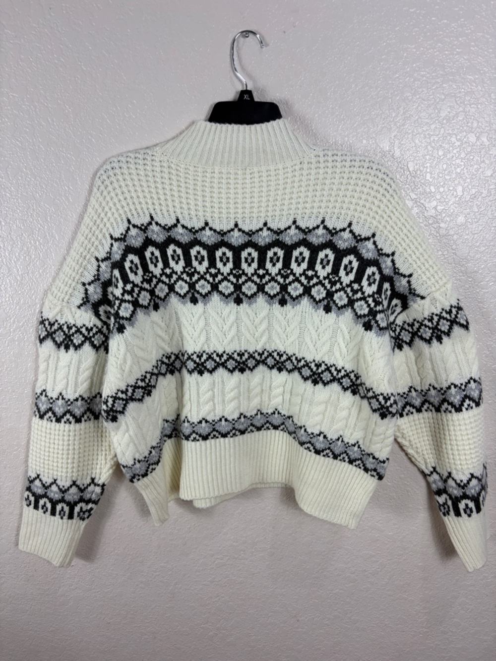 Adyson Parker,Size XL,Women’s Cream Nordic Cable Knit Sweater - Picture 7 of 14